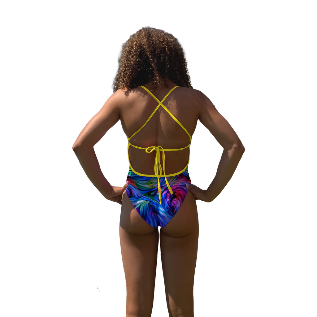 Jowe Bliss Tie-Back Swimsuit - Yellow Strap
