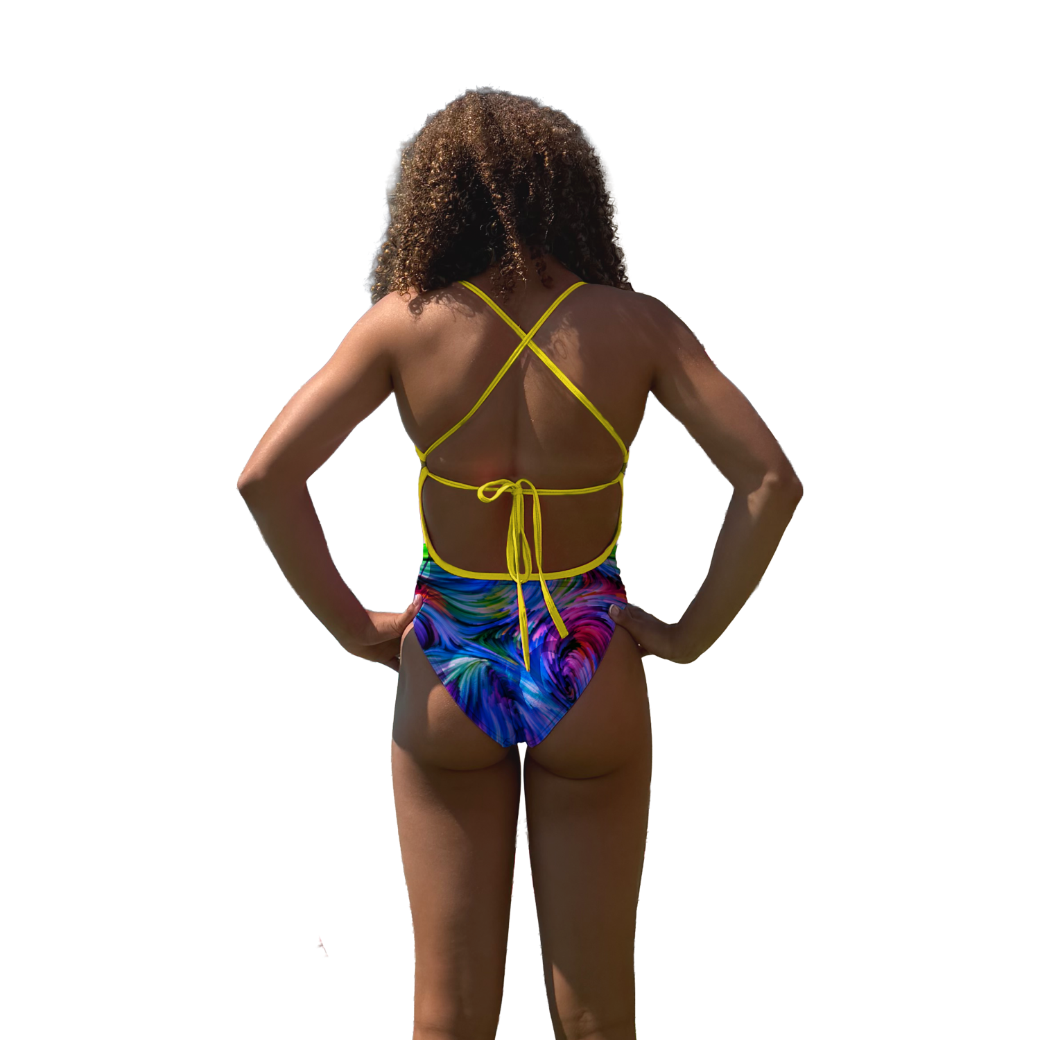 Jowe Bliss Tie-Back Swimsuit - Yellow Strap