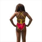 Jowe Women's Reversible Tie-Back Swimsuit - Neon Cherry/New Cancun
